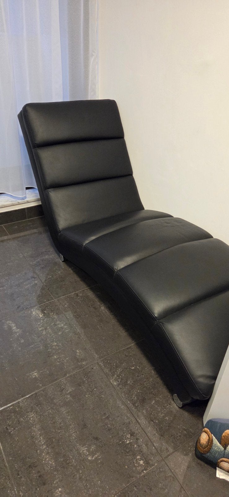 lounge zetel zwart, Ophalen, Gebruikt, Leer