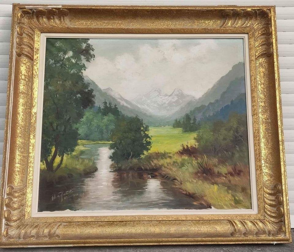 Huile sur toile paysage signe Walter janotta, Enlèvement