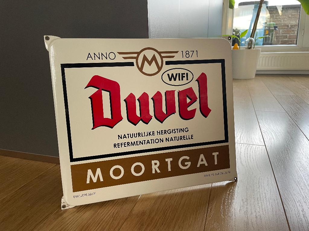 Emaille reclamebord Duvel Moortgat - Emaillerie Belge, Ophalen of Verzenden, Gebruikt, Reclamebord