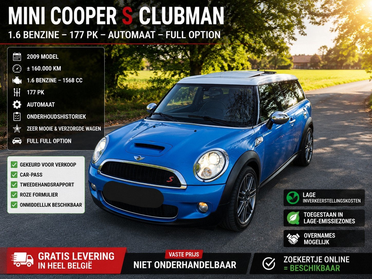 ❤️ AUTOMAAT❤️MINI COOPER S CLUBMAN ❤️177 PK ❤️FULL OPTION❤️, Auto's, Automaat, Zwart, Leder, Bedrijf