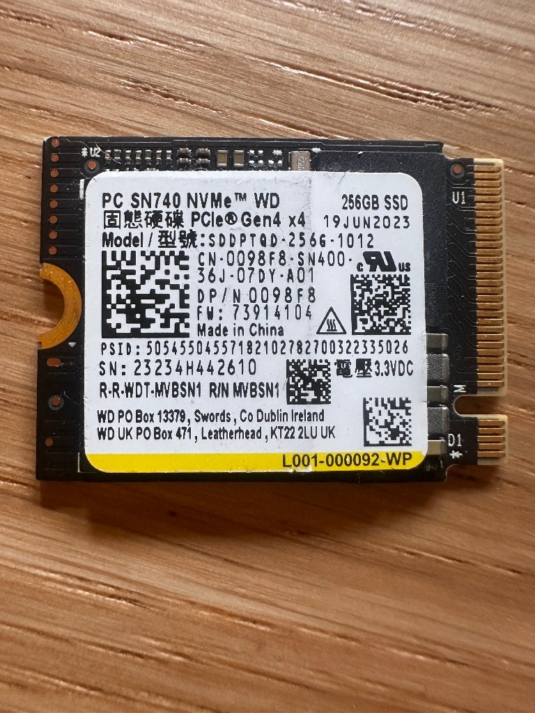 NVME 2230 SSD 256GB, Informatique & Logiciels, Disques durs, SSD, Comme neuf, Enlèvement, ESATA