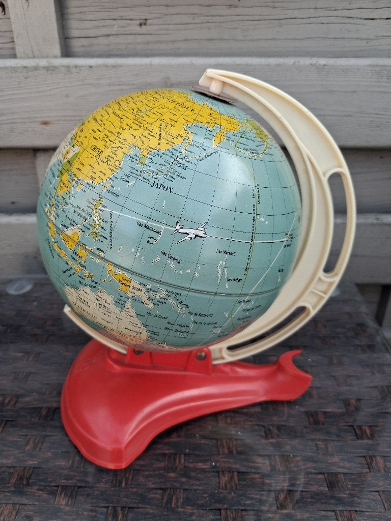 oude wereldbol in blik...jaren 50-60  WESTERN GERMANY.. 24cm, Antiek en Kunst, Ophalen of Verzenden