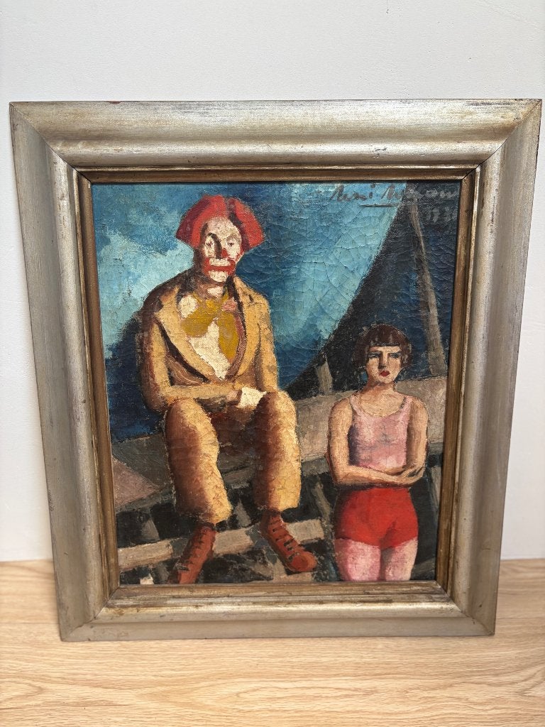 René Renaud - Clown en acrobate, Antiek en Kunst, Ophalen of Verzenden, Ingelijst