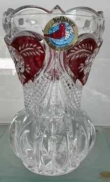 Vintage Hofbauer kristallen klein vaasje – Ruby Red Rose, Antiek en Kunst, Ophalen of Verzenden