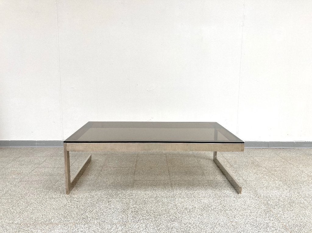 Vintage Belgisch design salontafel 1970's, Huis en Inrichting, Tafels | Salontafels, Ophalen, 100 tot 150 cm, 50 tot 100 cm, Glas