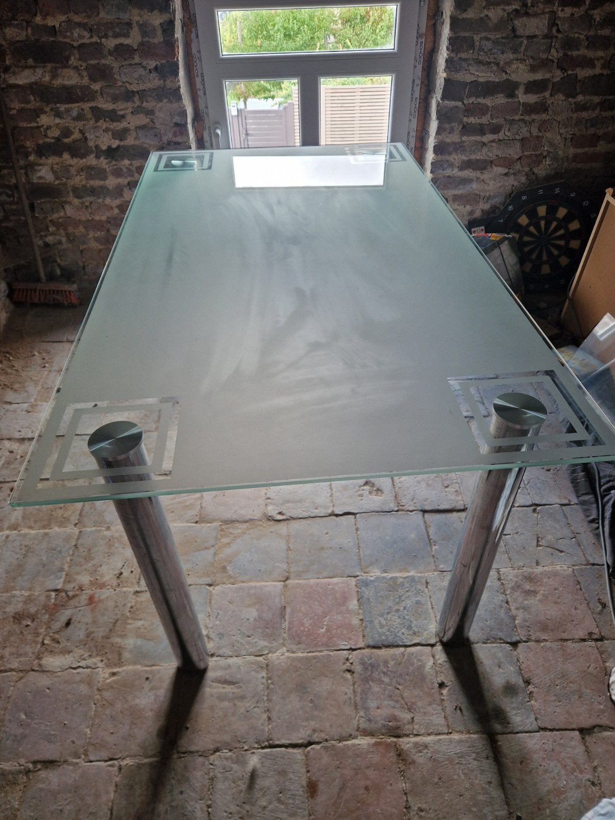 Table de salle à manger en verre, Ophalen, Zo goed als nieuw
