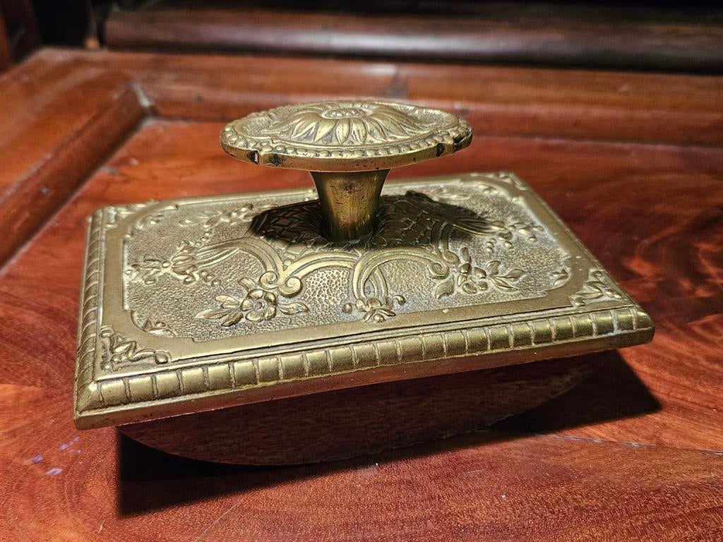 1900 verguld bronzen vloeistempel, Antiek en Kunst, Ophalen