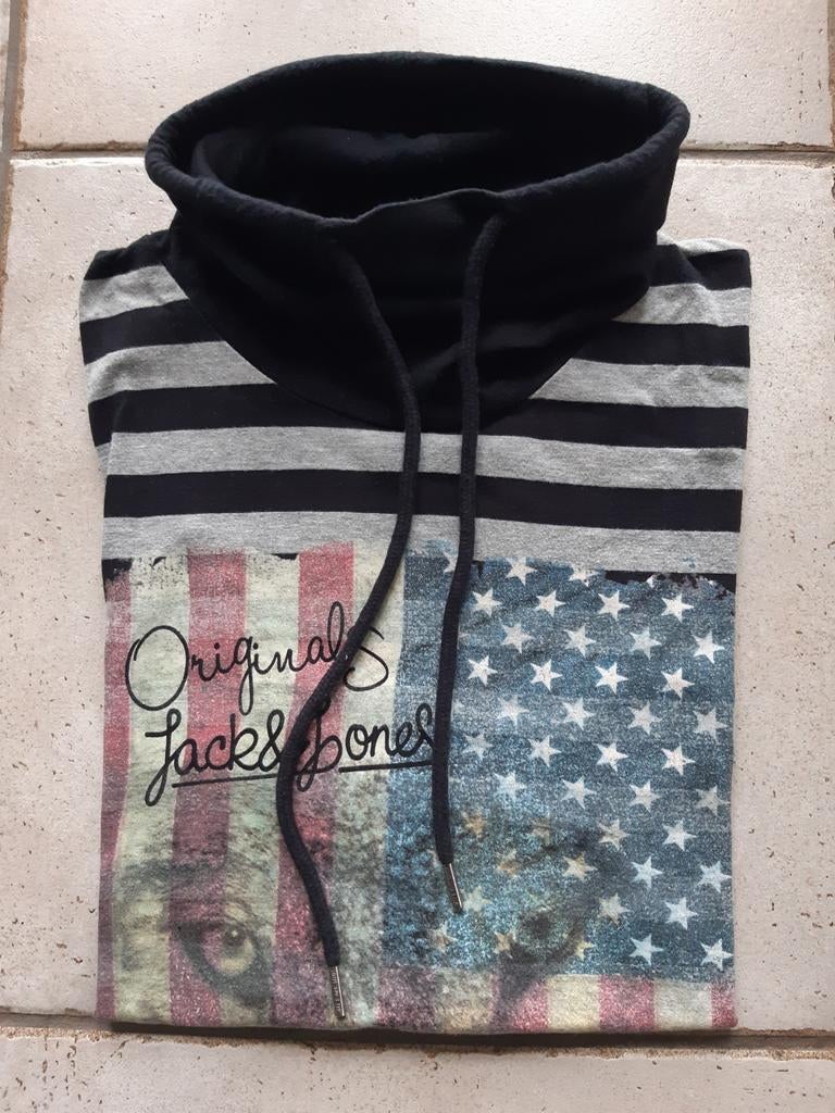 T-shirt Jack&Jones avec col taille L, Enlèvement ou Envoi, Jack & Jones, Noir, Taille 52/54 (L)