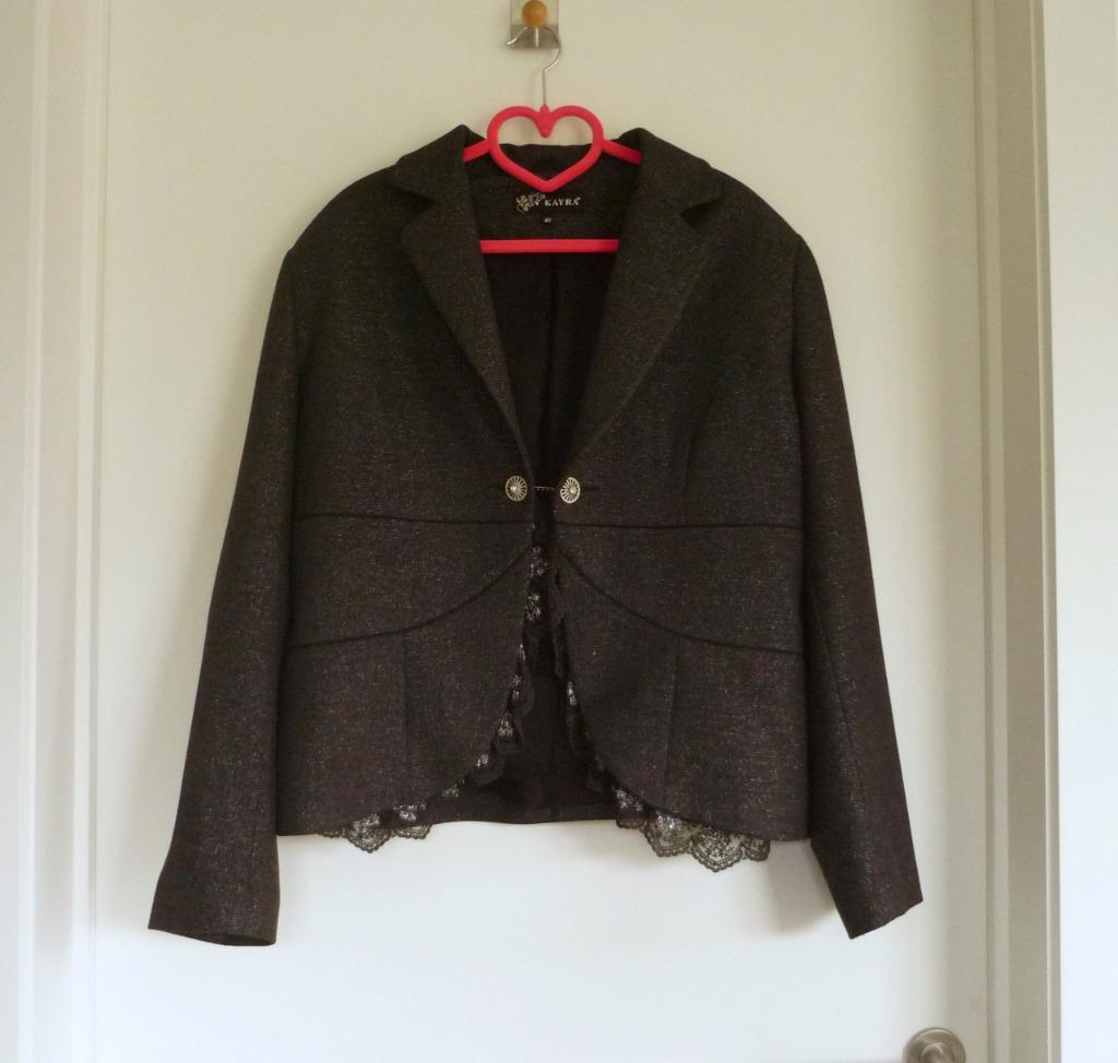 Donkergrijze gemeleerde blazer vest jas van Kayra Maat 46, Kleding | Dames, Ophalen of Verzenden, Maat 46/48 (XL) of groter