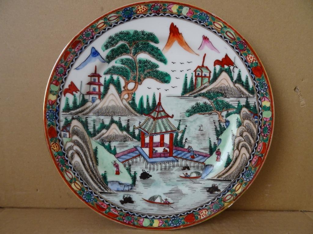 Assiette décoratif Chinois vintage plat décoratif 26cm 1960, Enlèvement ou Envoi