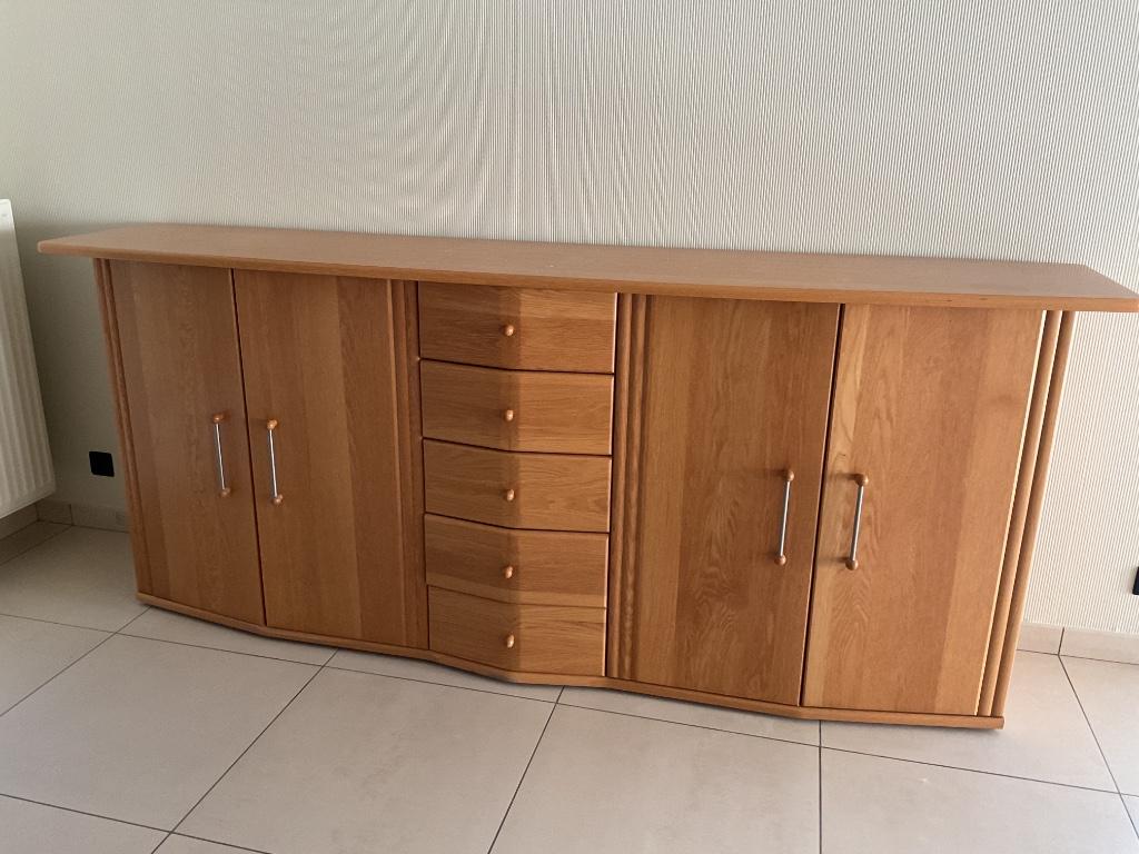 Massief eiken eetplaats, Ophalen, Zo goed als nieuw, Modern, 4 tot 6 stoelen