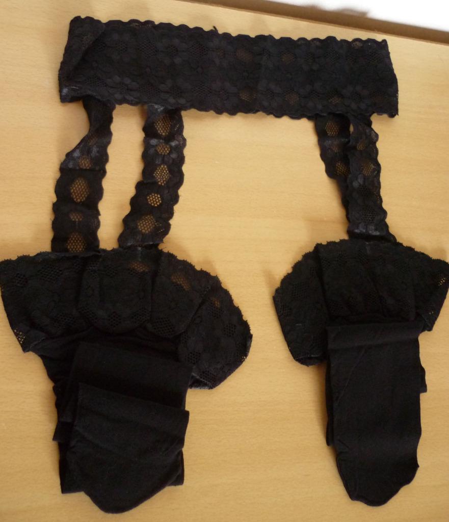 Zwarte zelfhoudende jarretelhouder panty kousen in één stuk, Ophalen of Verzenden, Panty