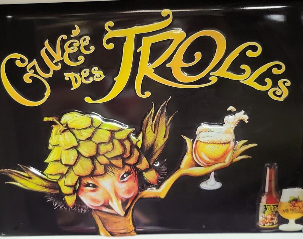 Cuvée des Trolls publiciteitsbord, Verzamelen, Ophalen of Verzenden, Nieuw, Reclamebord