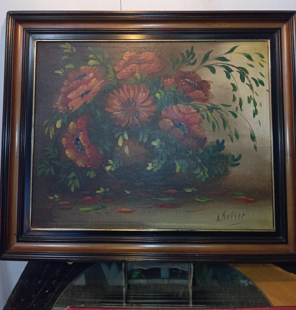Schilderij stilleven bloemen get. A. Telier, Ophalen