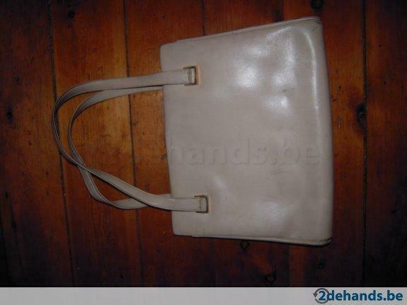 retro vintage beige/witte handtas, Ophalen of Verzenden, Gebruikt, Beige, Handtas