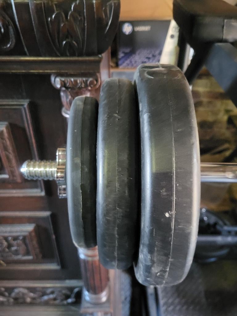 Barre ez avec 18kg, Enlèvement, Comme neuf, Jambes, Set d’haltères