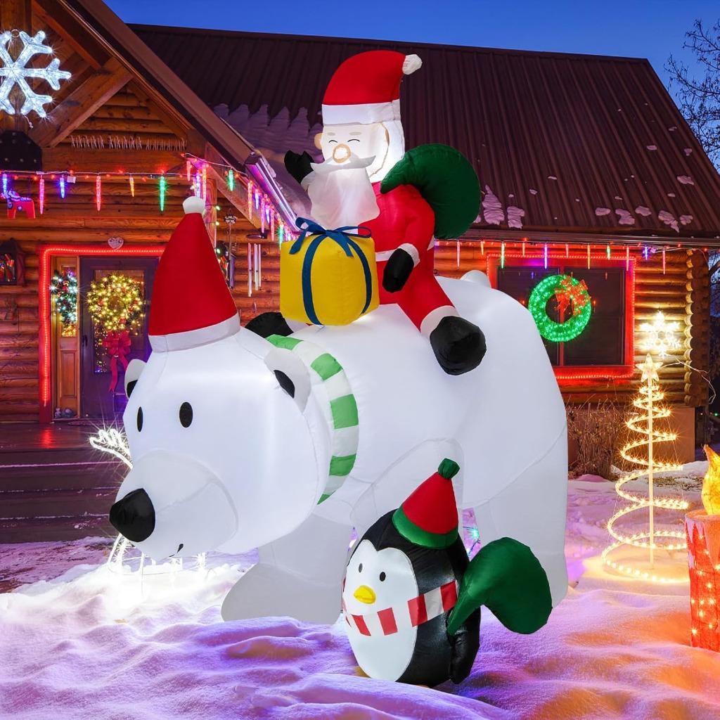 Reusachtige IJsbeer Met kerstman Led-Verlicht Incl. Blower, Ophalen of Verzenden, Nieuw