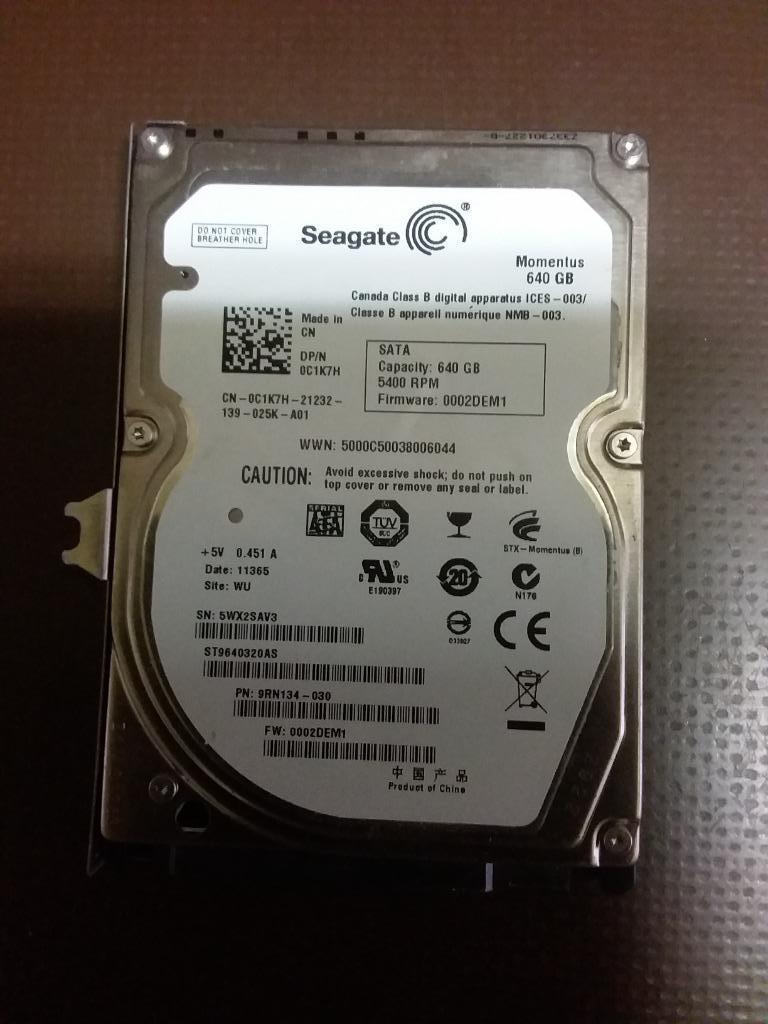 Harde schijf Seagate 2.5'  640gb SATA, Enlèvement ou Envoi, 640gb, Interne, Comme neuf