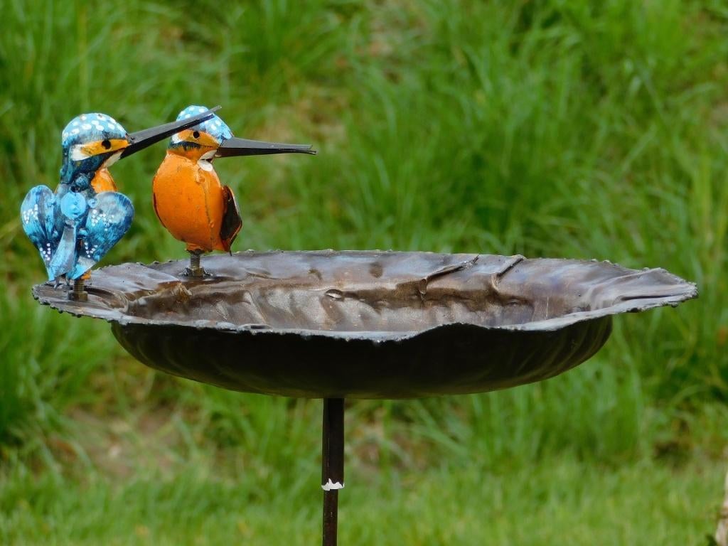 Handgemaakte Voederschaal met 2 Vogels naast Elkaar, Tuin en Terras, Ophalen of Verzenden