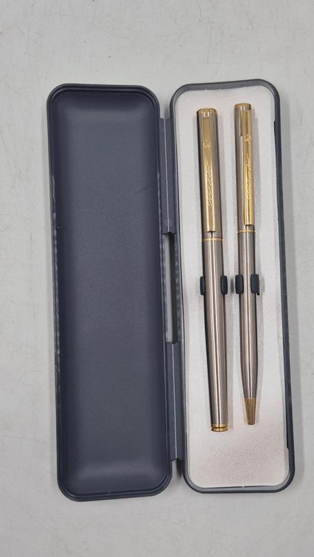 Ensemble stylo plume et stylo bille Chipper en métal doré, Enlèvement ou Envoi, Stylo