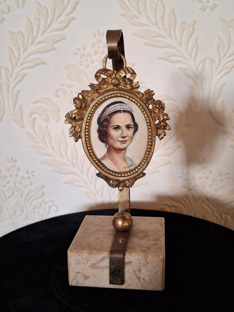 mini olieverf schilderij Koningin Astrid, Verzenden, Gebruikt, Overige typen