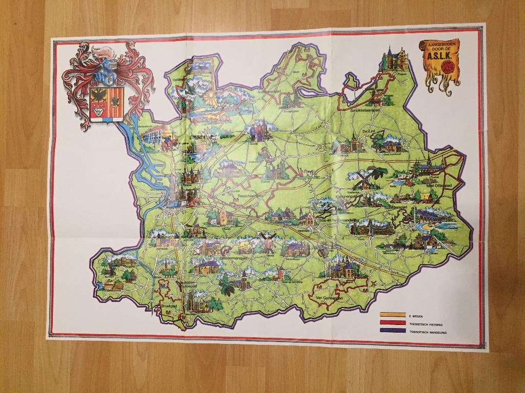 Kaart toeristische wegwijzer van de provincie Antwerpen, Enlèvement ou Envoi, Belgique, Comme neuf, Carte géographique