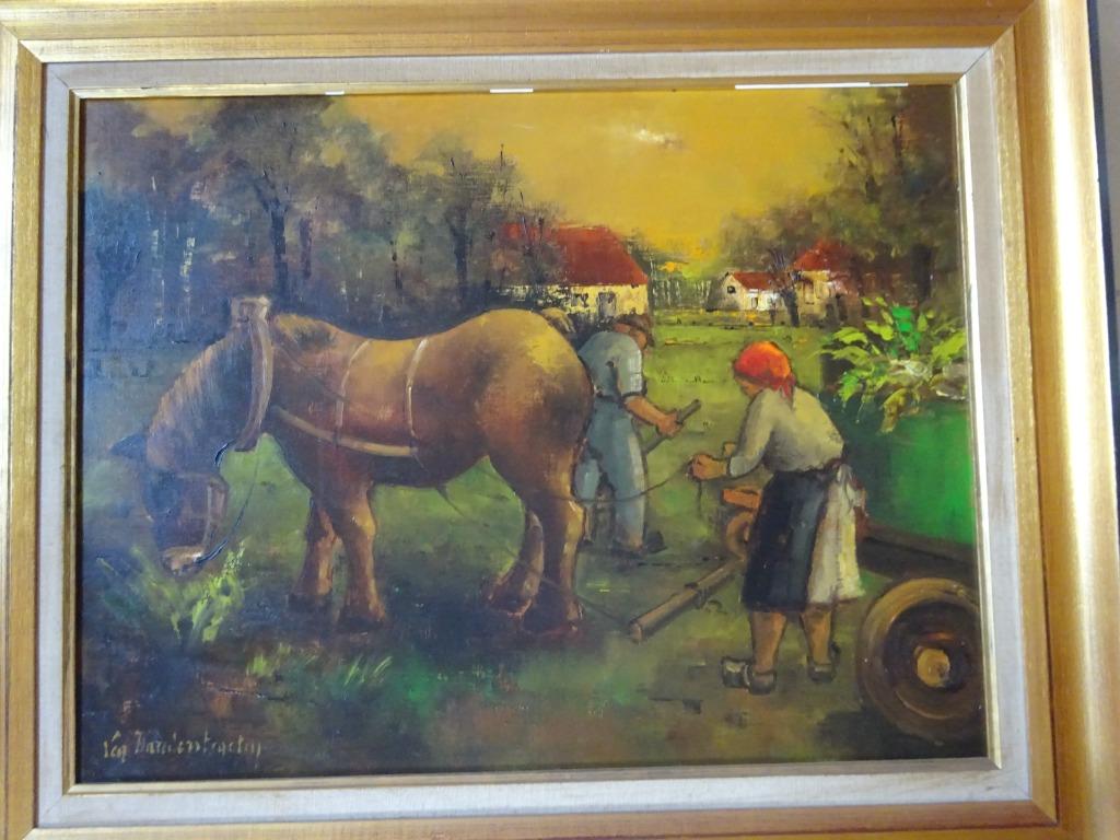 Lea Vanderstraeten, doek, Veldwerk met paard, 65 x 85 cm,, Enlèvement
