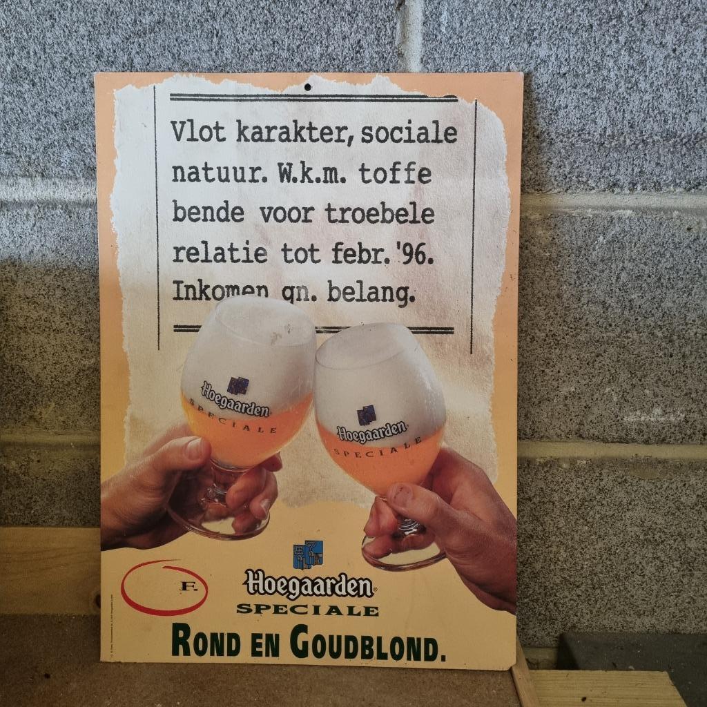 Publicité Hoegaarden Speciale NL, Verzamelen, Biermerken, Ophalen of Verzenden, Gebruikt, Reclamebord, Plaat of Schild, Overige merken