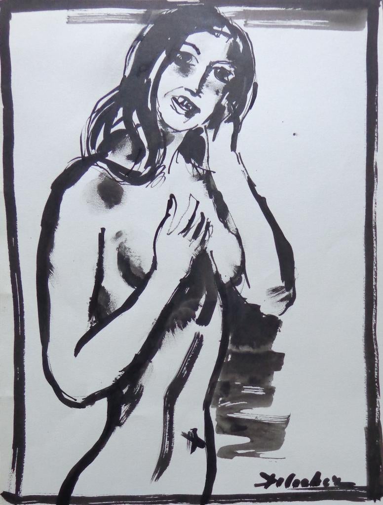 PAUL DE COCKER / NAAKTE VROUW / ORIGINEEL WERK / 40x30cm SIG, Enlèvement ou Envoi