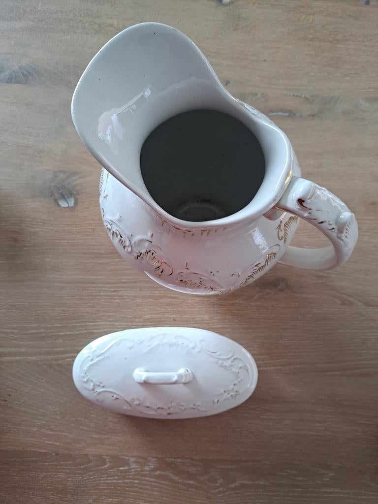 Porseleinen driedelige set: kom, waterkan en bakje, Ophalen of Verzenden, Gebruikt, Porselein