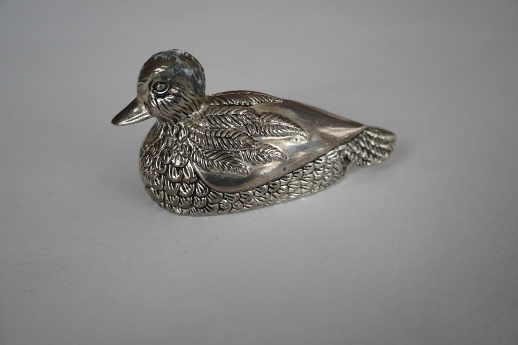 canard ancien en métal argenté salière, Antiquités & Art, Enlèvement ou Envoi