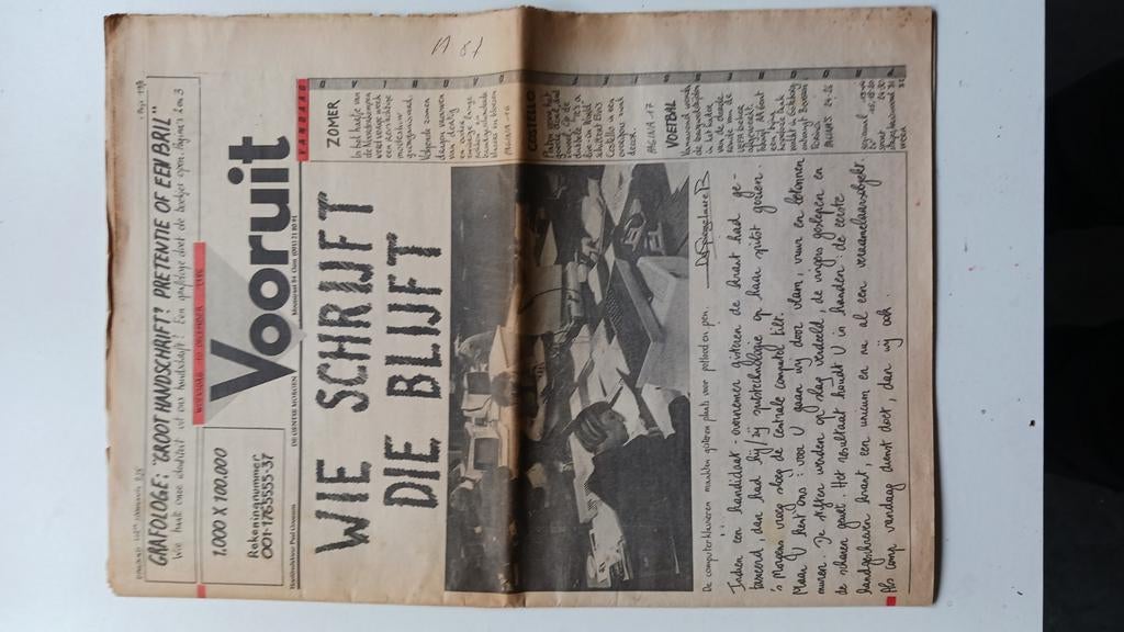 VOORUIT HANDGESCHREVEN. 10/12/1986, Ophalen, Zo goed als nieuw, Krant