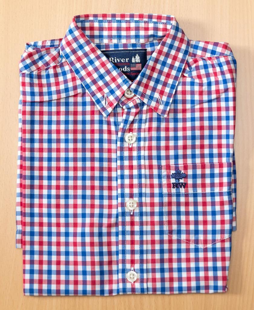 Blauw-wit-rood geruit hemd River Woods, maat 8 jaar, Garçon, River Woods, Enlèvement ou Envoi, Chemise ou Chemisier