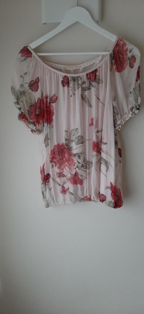 Roze blouse met bloemen ( Micky), Ophalen, Maat 38/40 (M), Roze