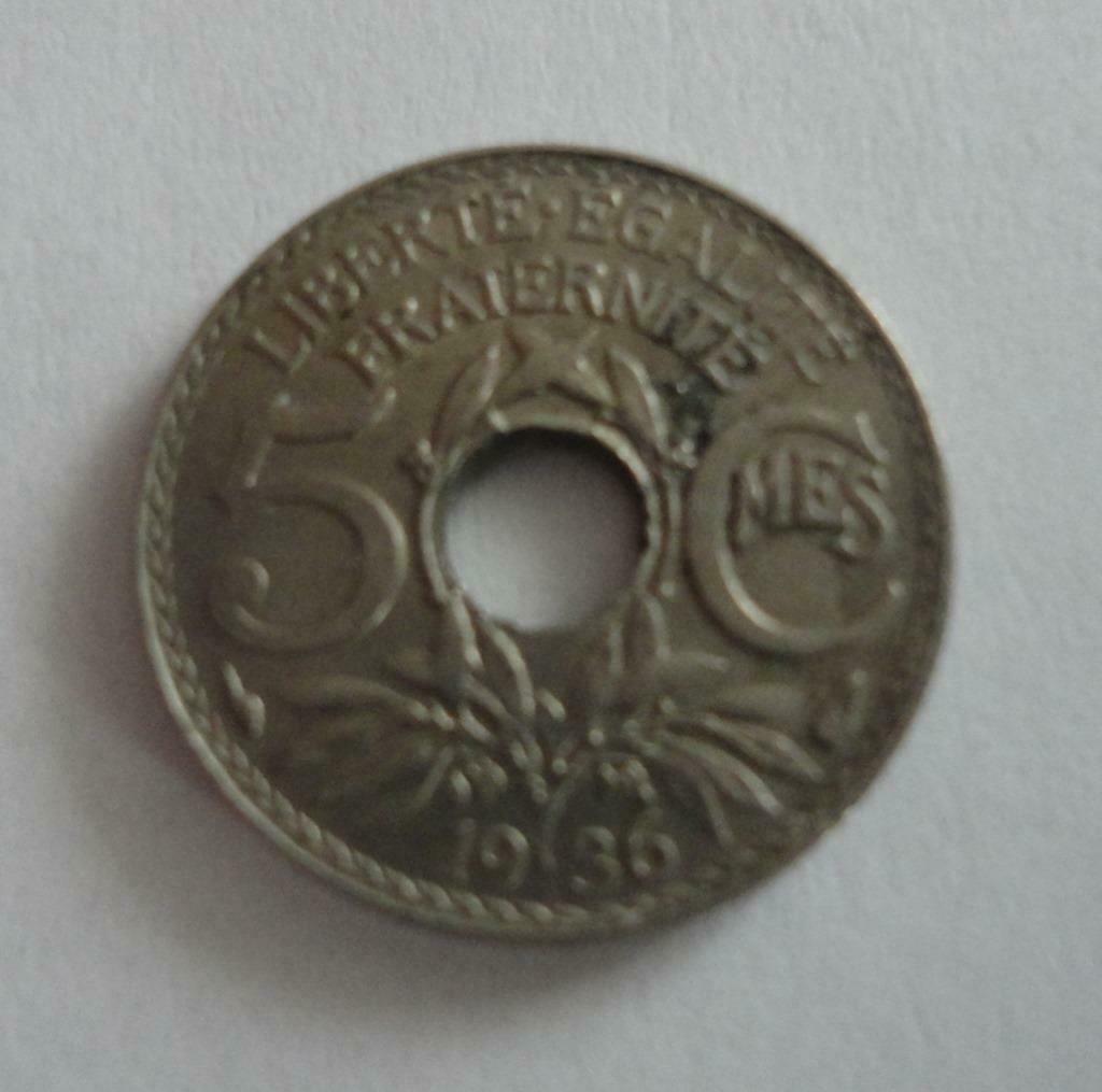 5 centimes Frankrijk 1936 zeer goede staat - LINDAUER munt, Ophalen of Verzenden, Frankrijk, Setje