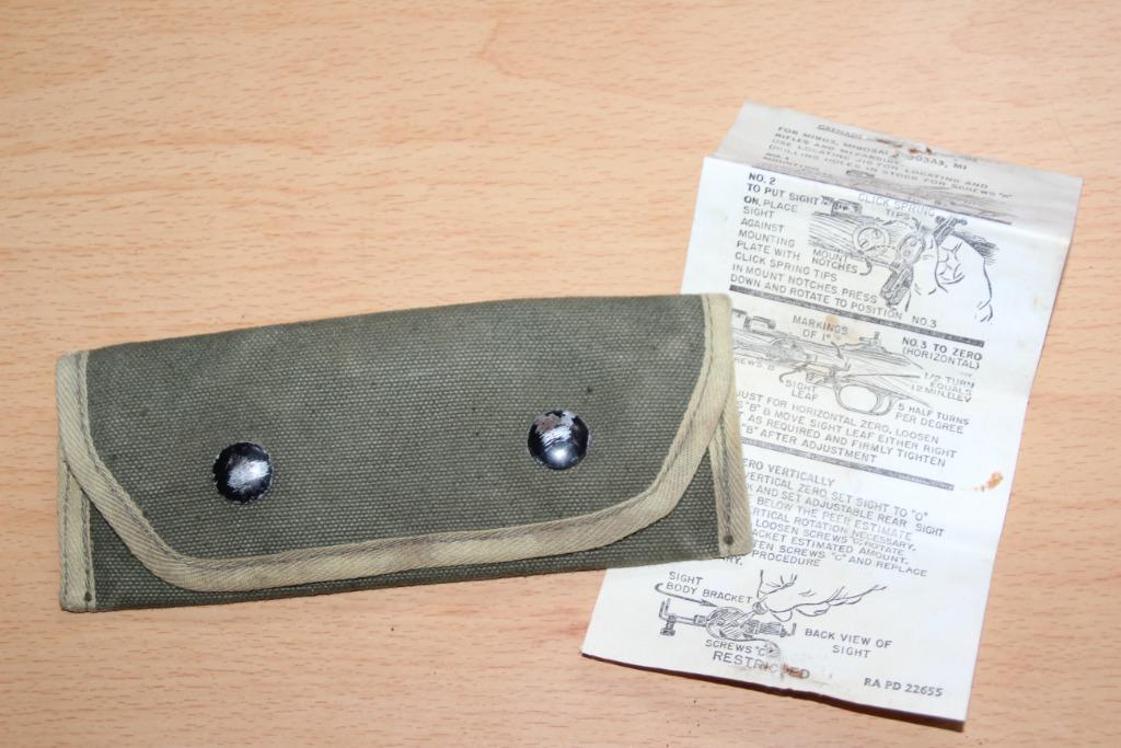US WW2 pochette + mode d'emploi "Rifle Gr. sight M15", Envoi, Armée de terre, Vêtements ou Chaussures