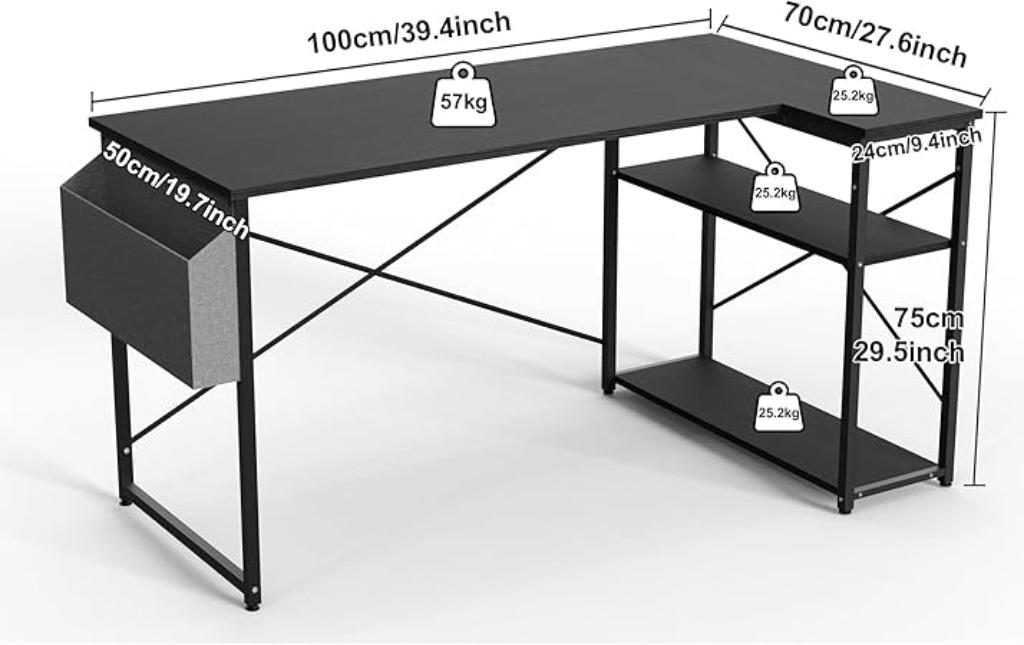 Corner Desk Gaming Desk, table d'ordinateur, LIVRAISON GRATU, Envoi, Neuf