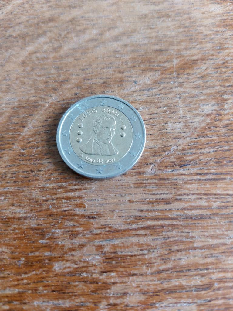 Pièce 2 euros commémorative Louis Braille, Enlèvement ou Envoi, 2 euros, Monnaie en vrac