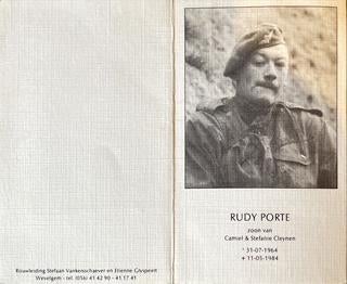 Te koop: bidprentje Rudy PORTE, Ophalen of Verzenden, Bidprentje