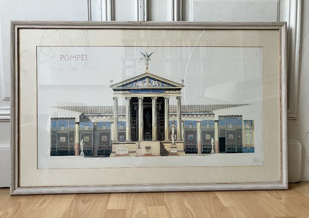 Le temple de Vénus de Pompéi  - Reproduction d'un dessin 19e, Antiquités & Art, Enlèvement ou Envoi