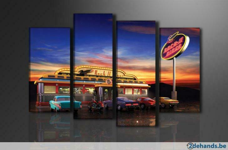 * Nieuw * 4 Luik van Canvas * USA Retro * 80x130cm, Antiquités & Art, Art | Peinture | Moderne