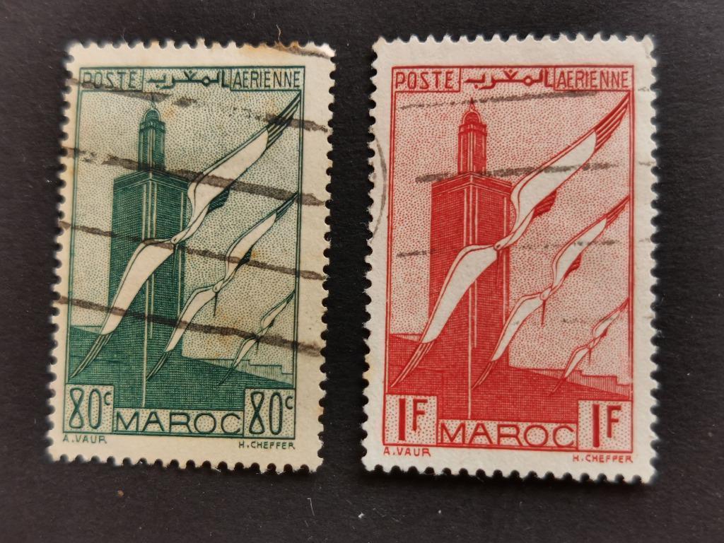 Maroc 1939 - poste aérienne - oiseaux, cigognes, minaret, Enlèvement ou Envoi, Maroc, Affranchi