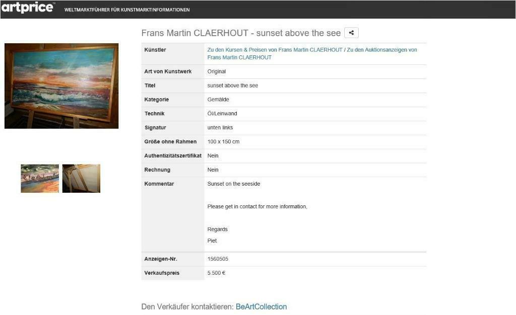 schilderij ref 107 Frans Claerhout a 5500 €, Antiek en Kunst, Ophalen