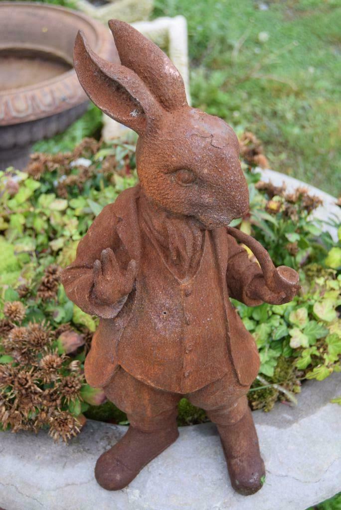 Grappig gietijzeren konijn, meneer konijn (Alice in, Ophalen of Verzenden, Nieuw, Overige materialen, Dierenbeeld