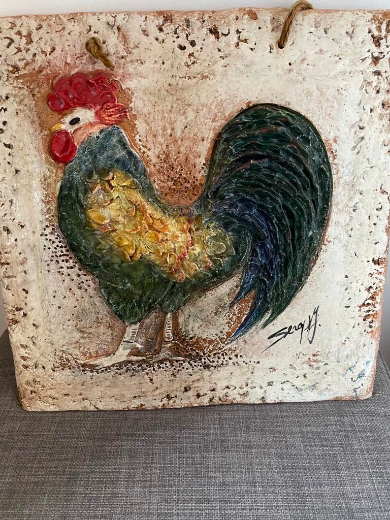 Plaque en céramique coq stylisé, Antiquités & Art, Enlèvement ou Envoi