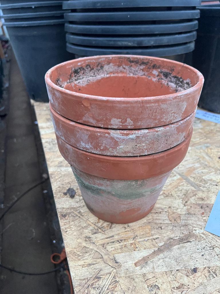 terracotta bloempotten 16,5 x 17,5cm, Gebruikt, Rond, Ophalen of Verzenden, Balkon