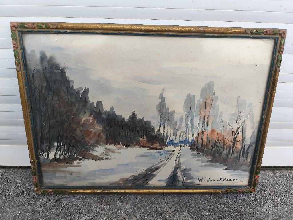 aquarelle paysage signe jonckheere walter, Antiquités & Art, Art | Peinture | Classique, Enlèvement ou Envoi