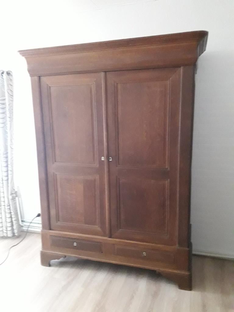 oude LOUIS PHILIPPE kledingkast massief eikenhout, Antiek en Kunst, Antiek | Meubels | Kasten, Ophalen