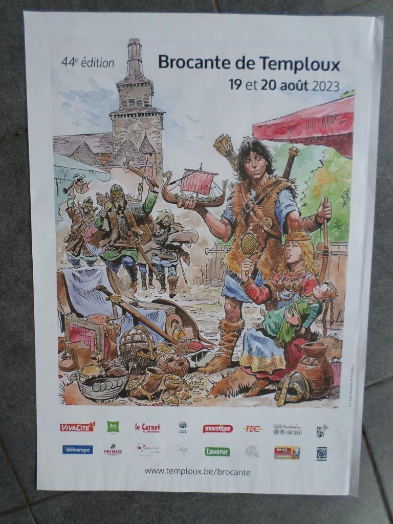 Affiche Brocante Temploux - 2023, Enlèvement ou Envoi, Rectangulaire vertical, A1 jusqu'à A3, Utilisé