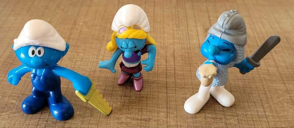 De Smurfen: 3 figuurtjes, Ophalen of Verzenden, Smurfen, Zo goed als nieuw, Beeldje of Figuurtje